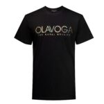T-shirt męski ze złotym logo GLOW OLAVOGA czarny