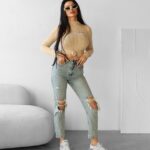 Sweter prążkowany PIPER OLAVOGA beżowy