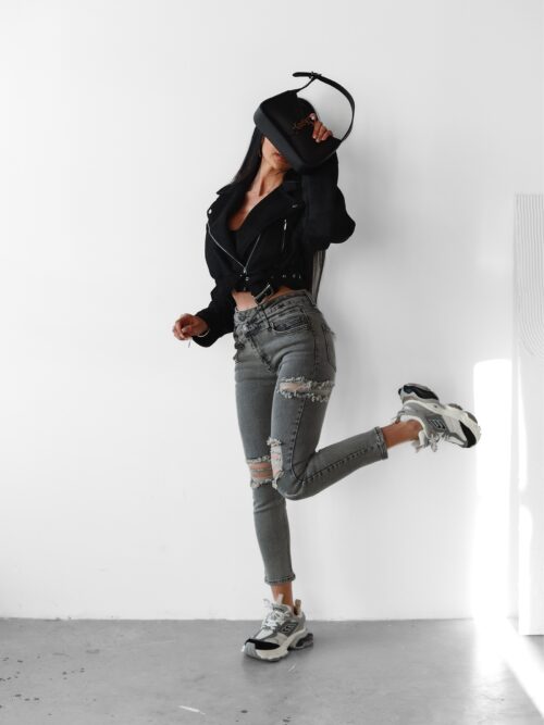 Spodnie jeansowe dopasowane LUNA OLAVOGA szare