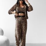 Komplet welurowy 3-częściowy TRES OLAVOGA panterkowy