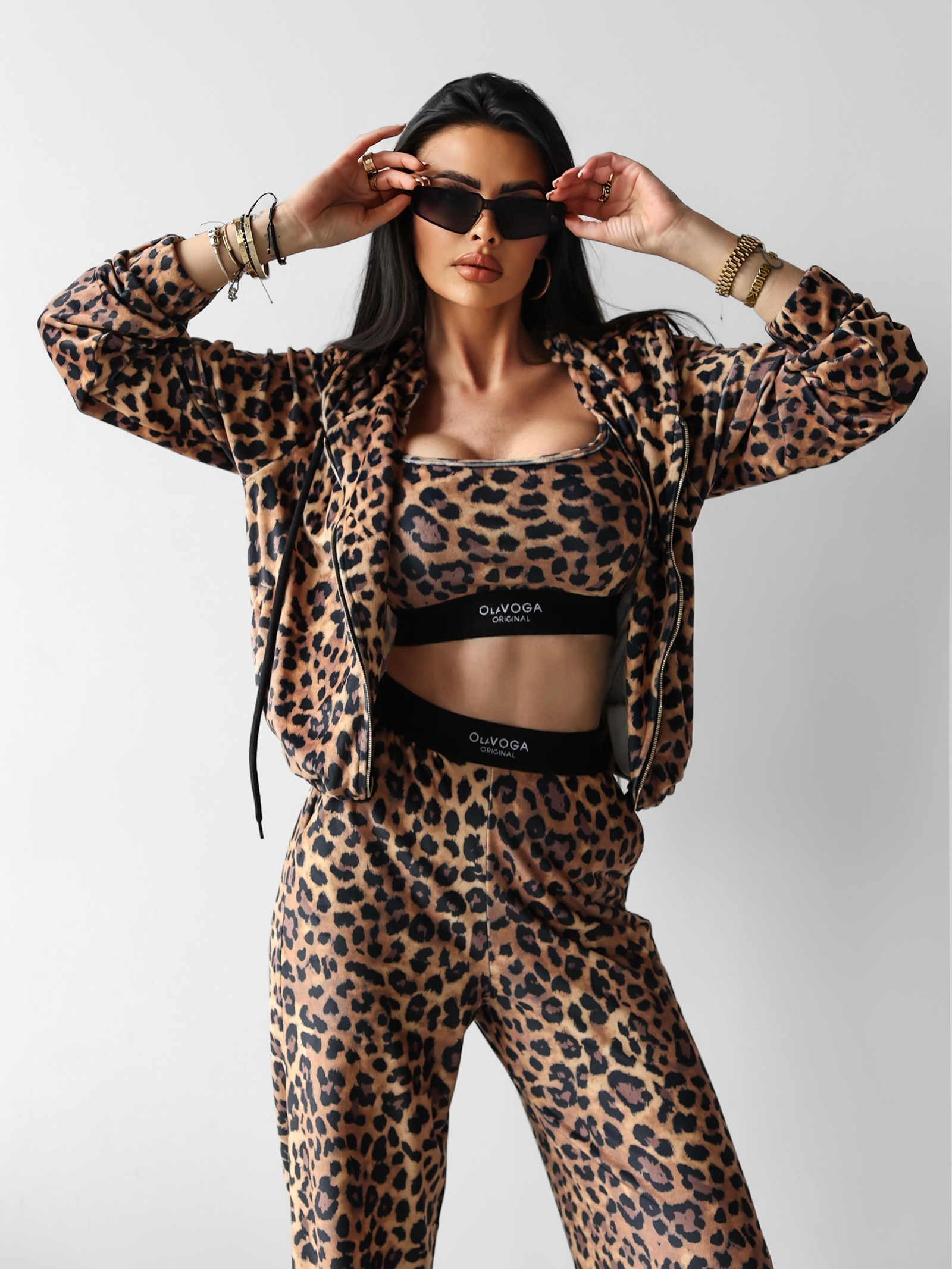 Komplet welurowy 3-częściowy TRES OLAVOGA panterkowy