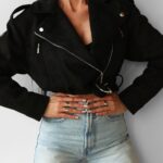 Kurtka ramoneska zamszowa ABRI OLAVOGA czarna