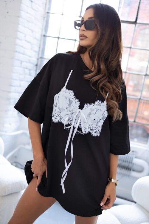 T-shirt z nadrukiem oversize MC Balconette czarny
