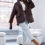 Marynarka oversize z aplikacją MC SMILE brązowa/pomarańcz