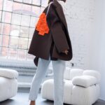 Marynarka oversize z aplikacją MC SMILE brązowa/pomarańcz