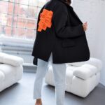 Marynarka oversize z aplikacją MC SMILE czarna/pomarańcz