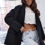 Marynarka oversize z aplikacją MC SMILE czarna/pomarańcz