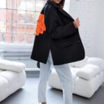 Marynarka oversize z aplikacją MC SMILE czarna/pomarańcz