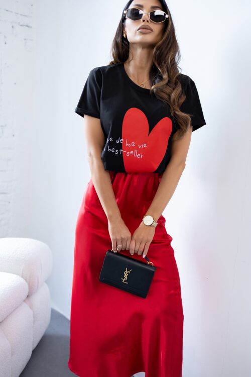 T-shirt klasyczny z printem MC BigHeart czarny