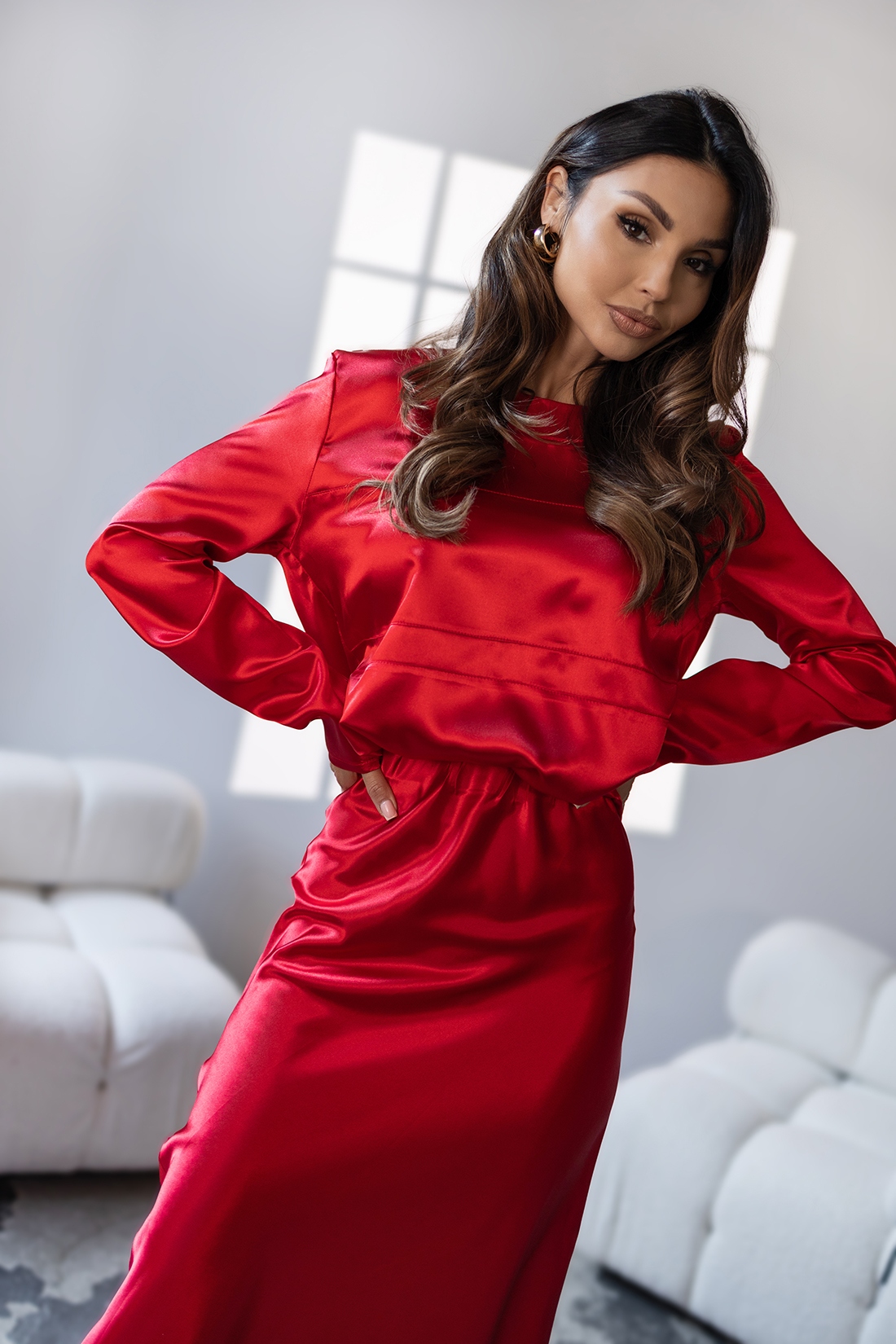 Spódnica maxi satynowa MC Pescara czerwona Spódnica maxi satynowa MC Pescara czerwona