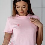 T-shirt bawełniany Lovsom pudrowy