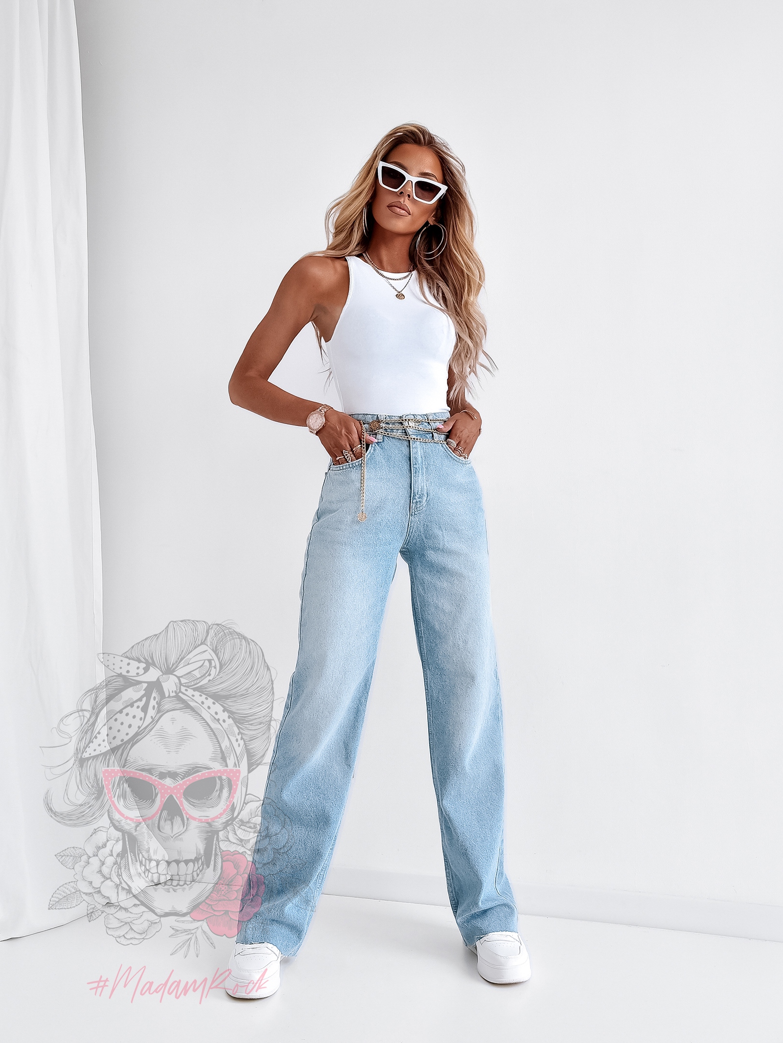 Spodnie jeansowe boyfriend Logg niebieskie