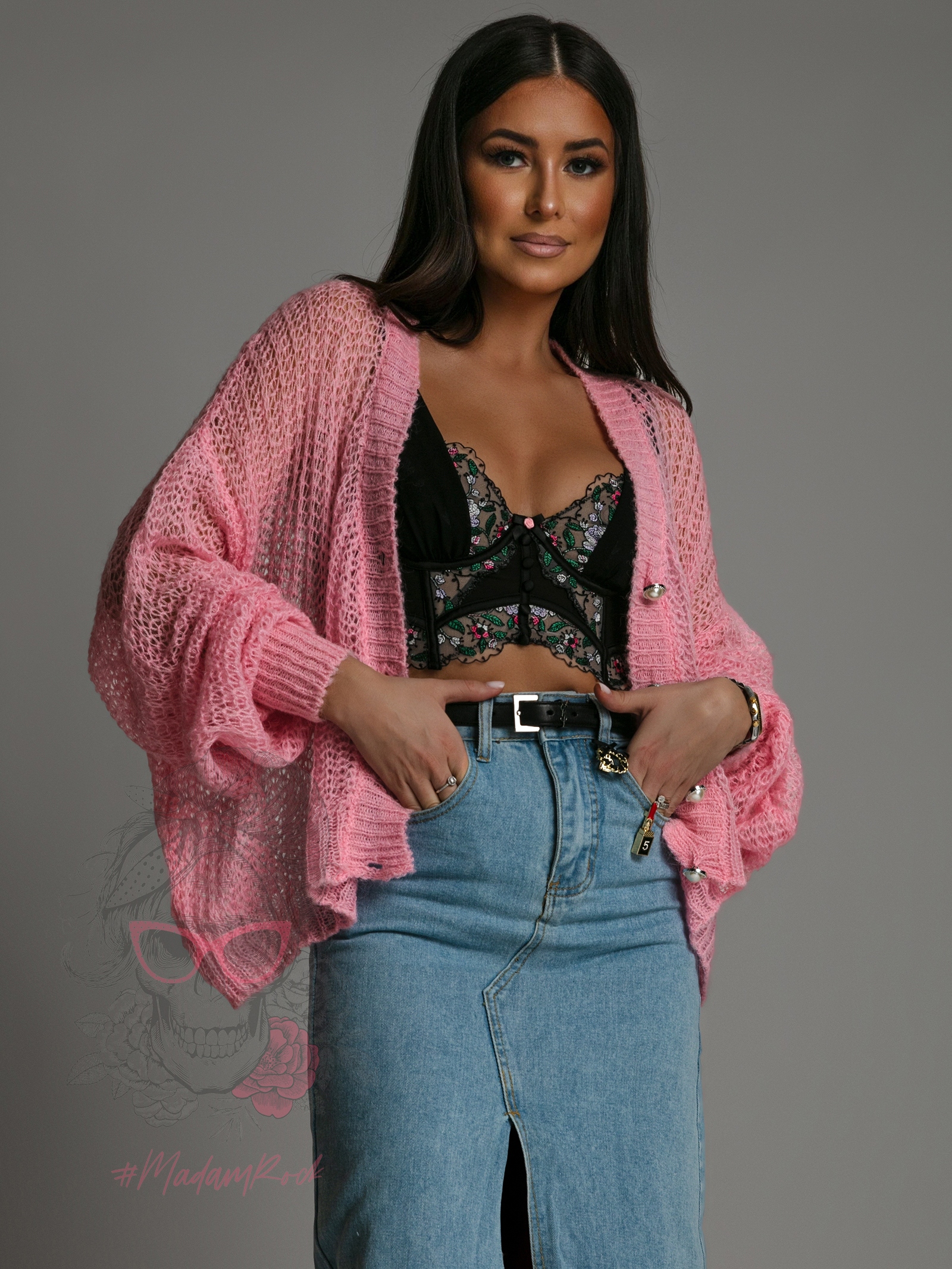 Sweter ażurowy Musito różowy Sweter ażurowy Musito różowy