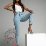 Spodnie jeansowe Mom Stand niebieskie