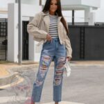 Spodnie jeansowe z farbą Falei niebieskie