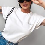 T-shirt taliowany RISCE OLAVOGA ecru