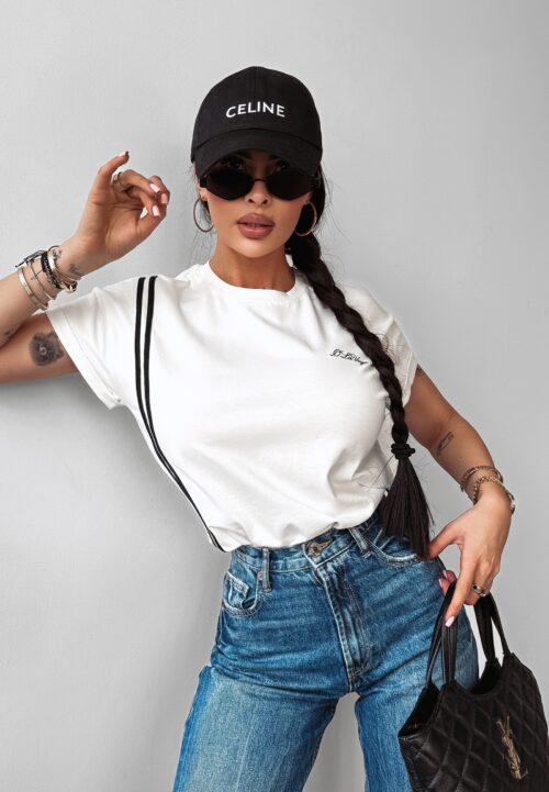 T-shirt taliowany RISCE OLAVOGA ecru