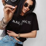 T-shirt bawełniany BALANS OLAVOGA czarny