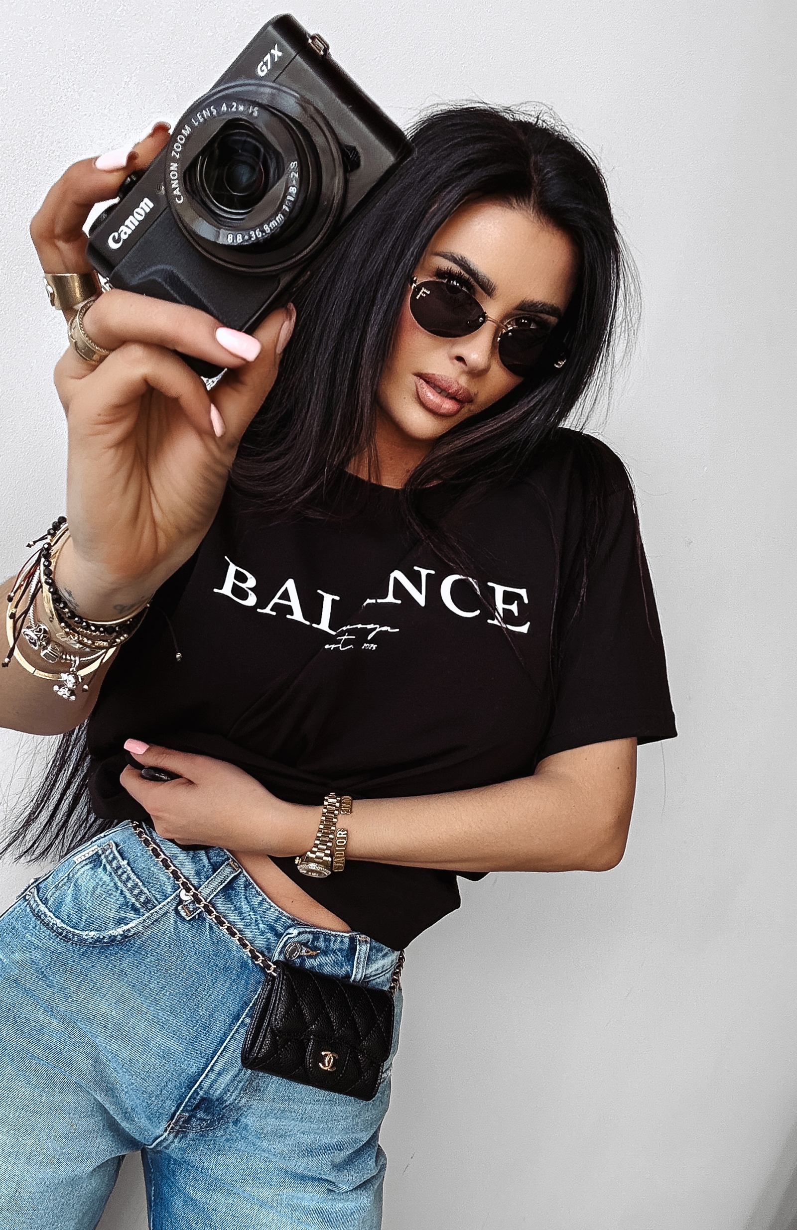 T-shirt bawełniany BALANS OLAVOGA czarny