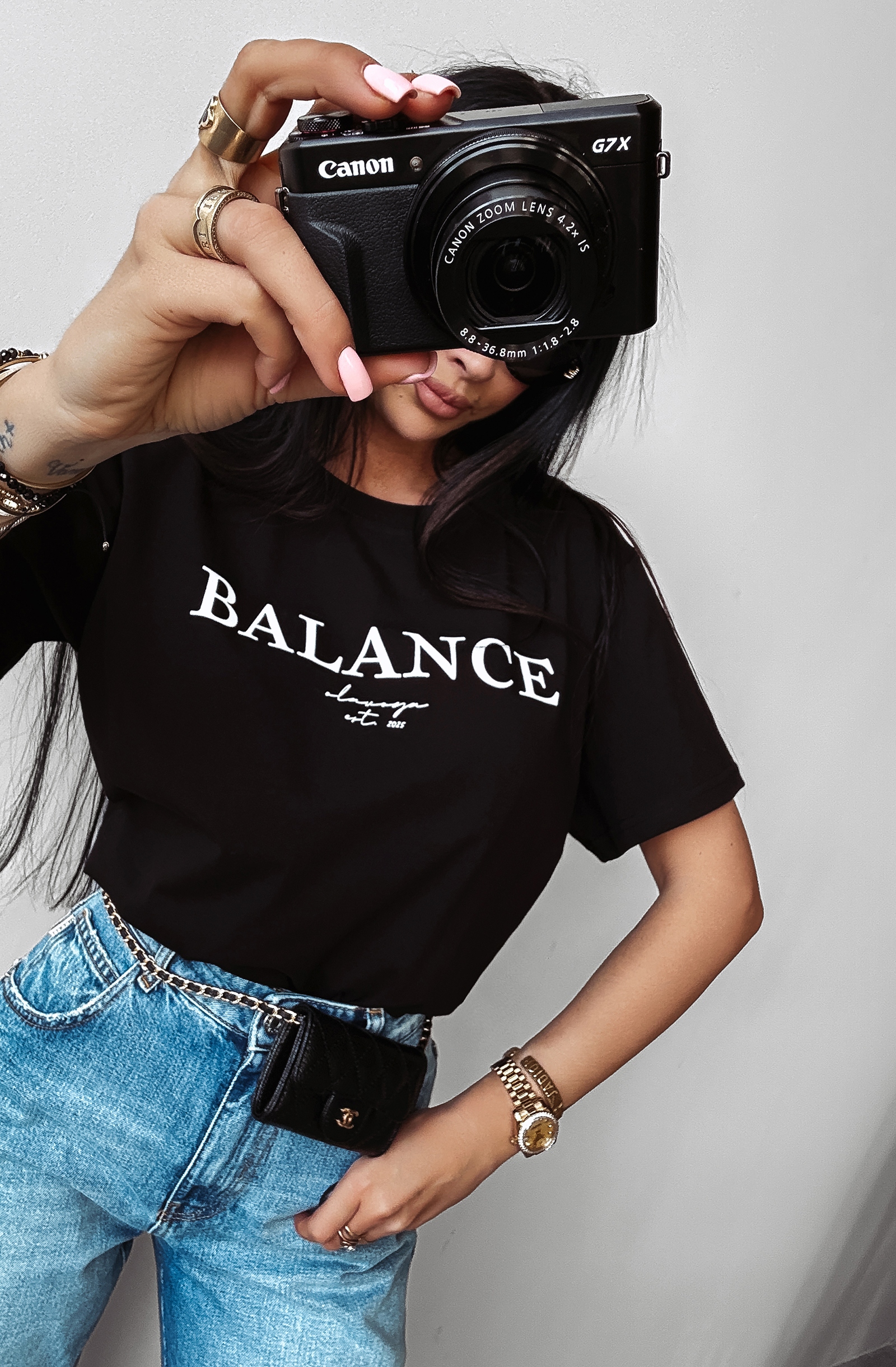 T-shirt bawełniany BALANS OLAVOGA czarny