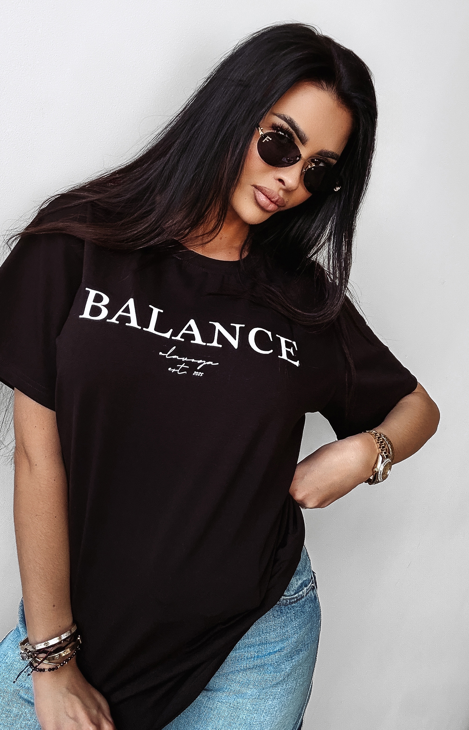 T-shirt bawełniany BALANS OLAVOGA czarny