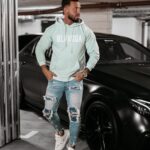 Bluza męska z kapturem COLD OLAVOGA miętowa