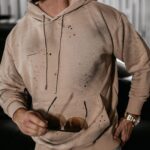 Bluza męska z efektem chlapania BLADE OLAVOGA beżowa