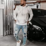 Bluza męska z efektem chlapania BLADE OLAVOGA ecru