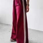 Spodnie z szerokimi nogawkami ANDRA OLAVOGA bordowe