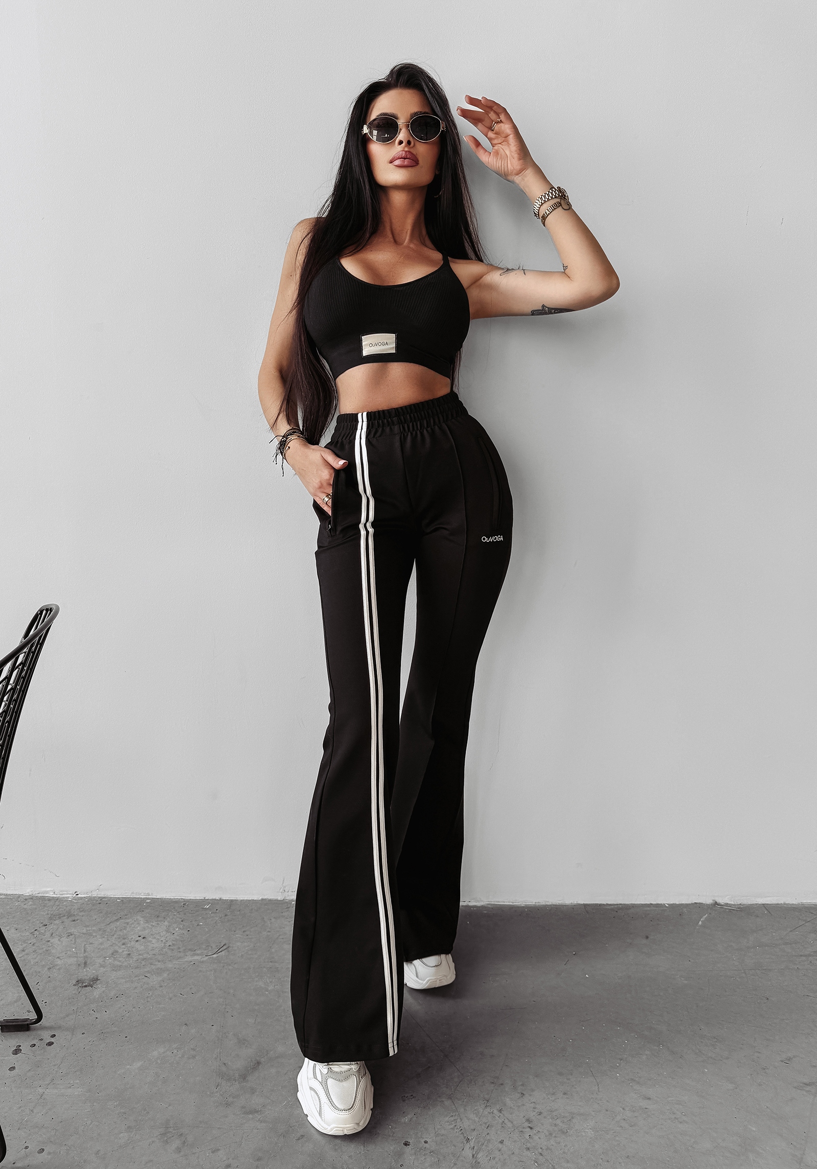 Spodnie z lampasami CLOCHE OLAVOGA czarne