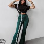 Spodnie z lampasami CLOCHE OLAVOGA zielone