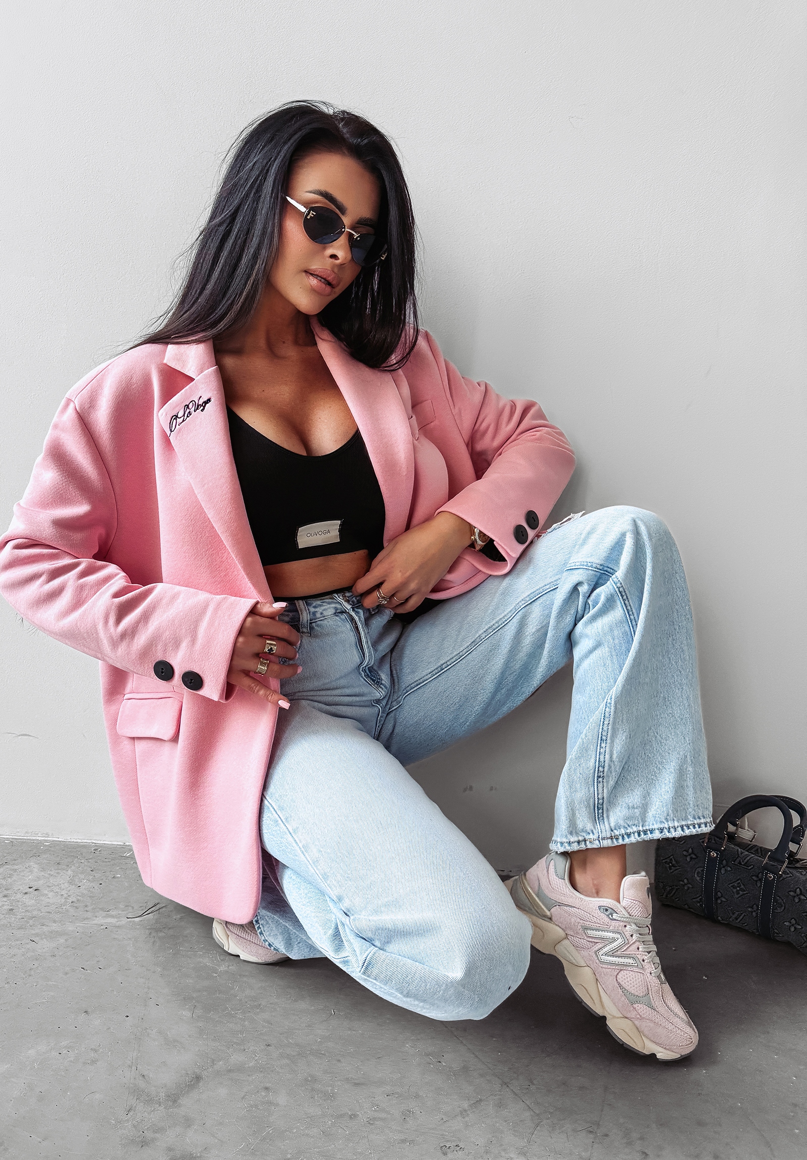 Marynarka oversize SAKKO OLAVOGA pudrowy róż