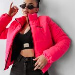 Kurtka pikowana damska SKRIV OLAVOGA neon róż