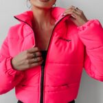 Kurtka pikowana damska SKRIV OLAVOGA neon róż