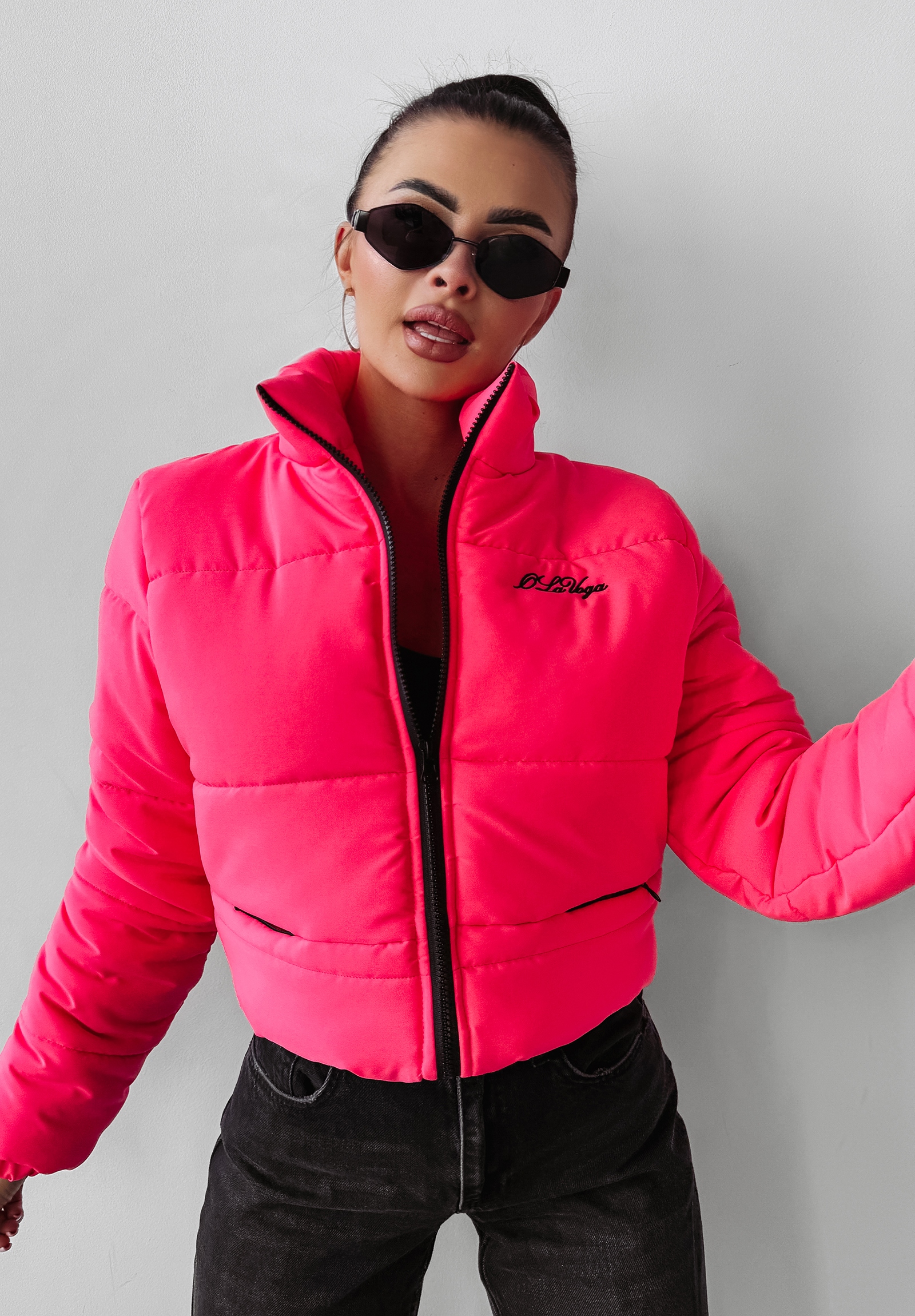 Kurtka pikowana damska SKRIV OLAVOGA neon róż