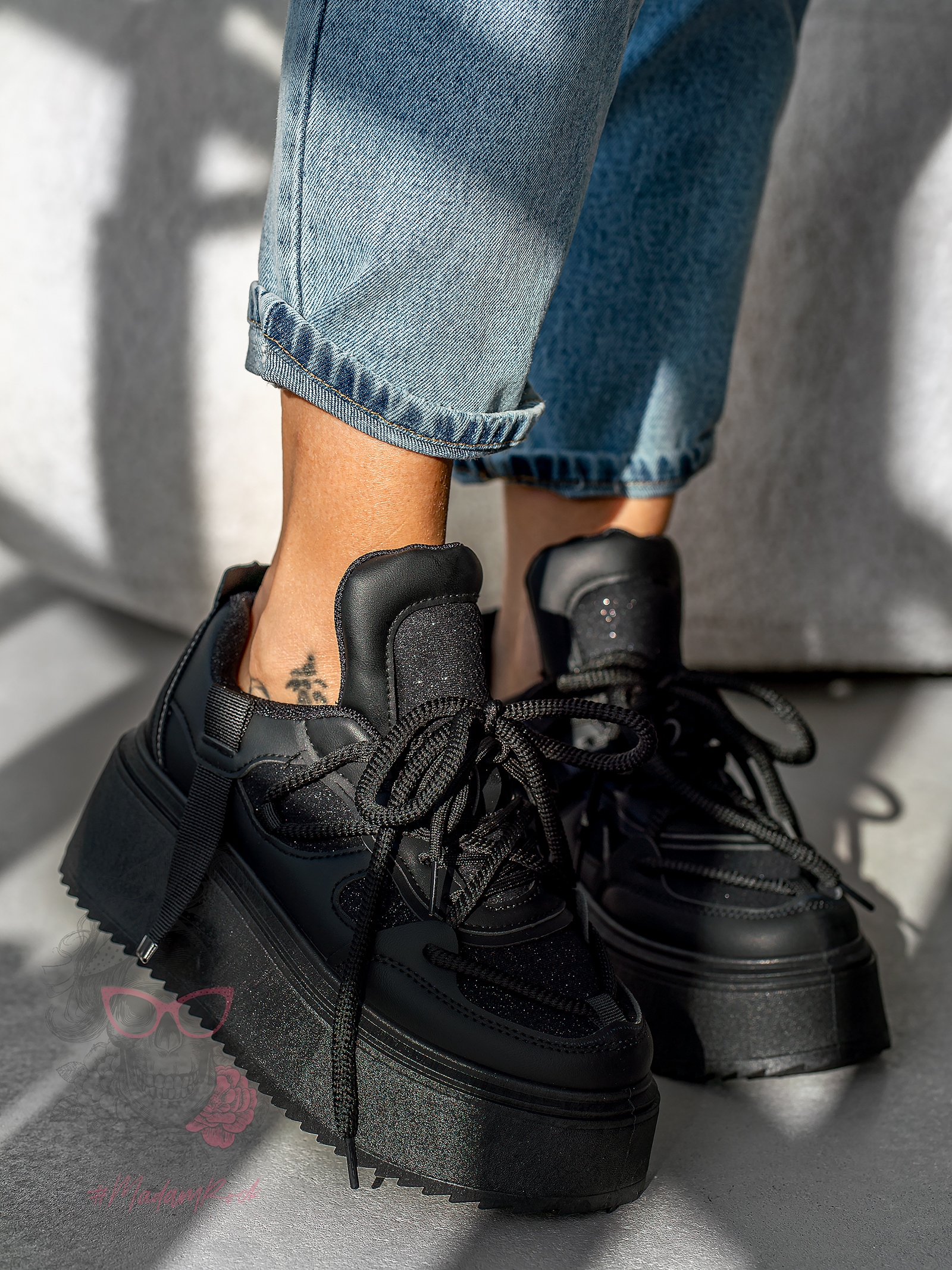 Buty sportowe na platformie Madam Dolle czarne Buty sportowe na platformie Madam Dolle czarne