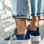 Trampki na grubej podeszwie Madam Postes niebieski jeans