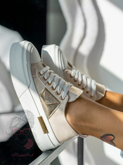 Trampki na grubej podeszwie Madam Postes beżowe