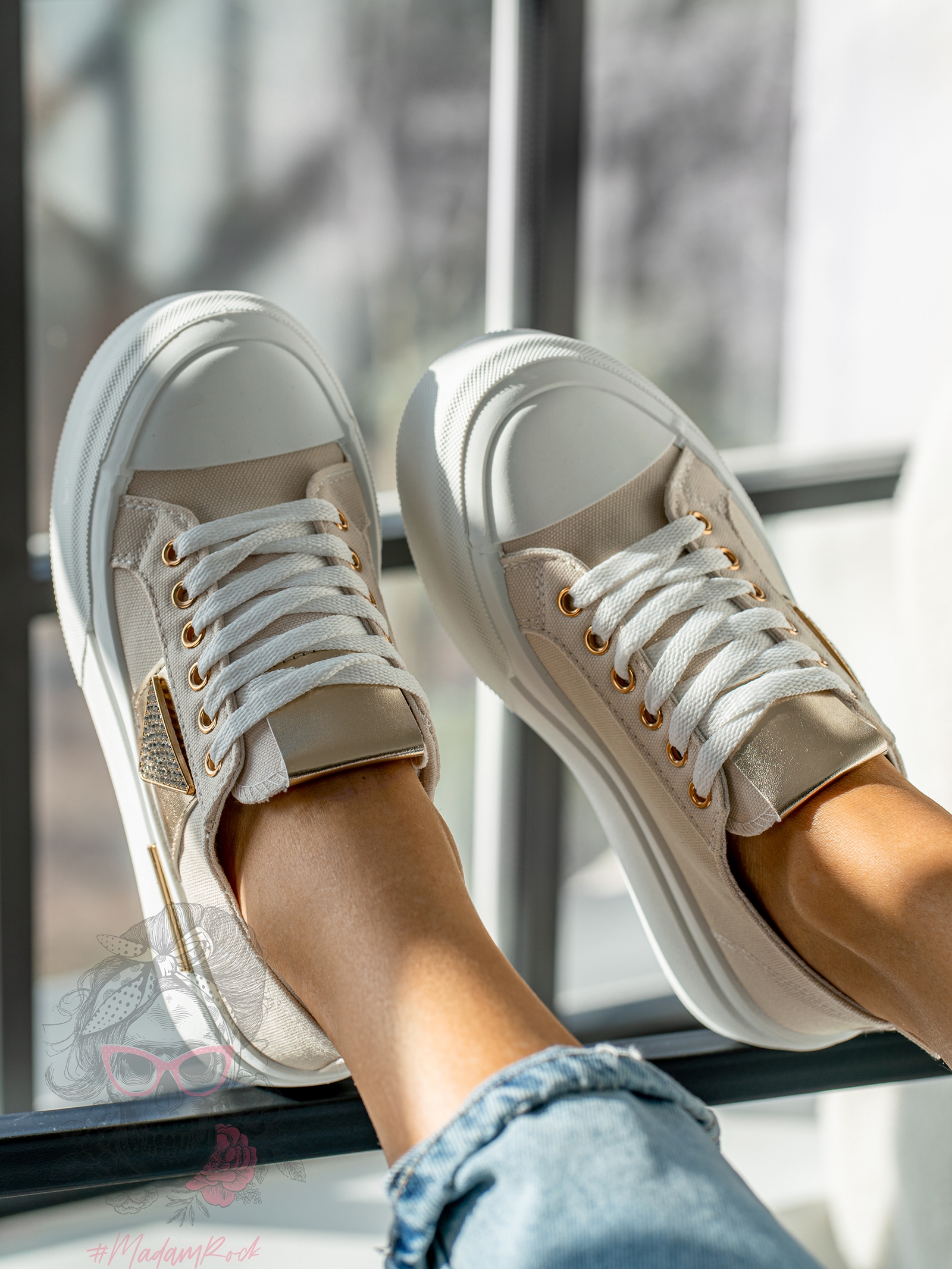 Trampki na grubej podeszwie Madam Postes beżowe Trampki na grubej podeszwie Madam Postes beżowe