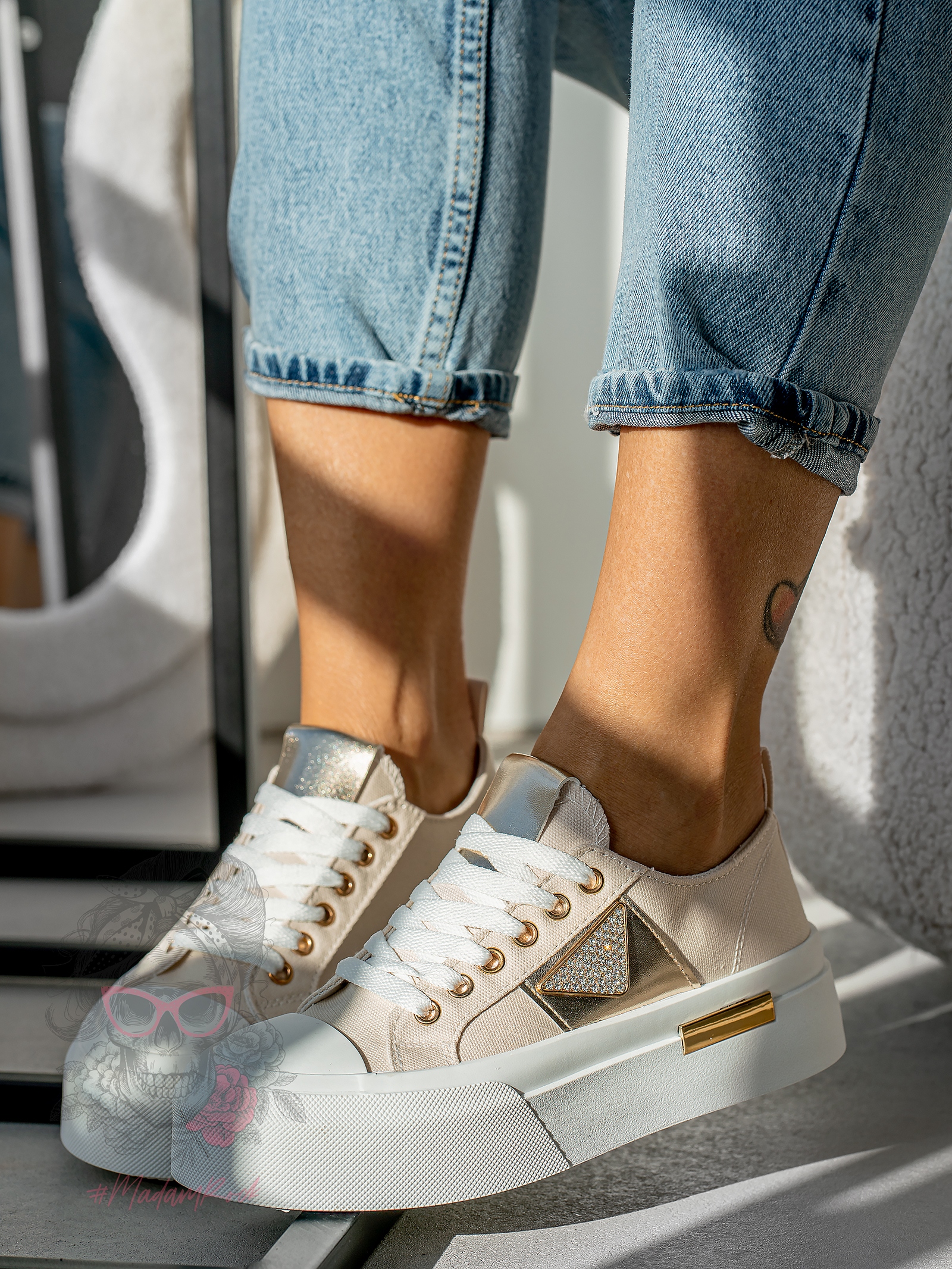 Trampki na grubej podeszwie Madam Postes beżowe Trampki na grubej podeszwie Madam Postes beżowe