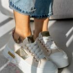 Trampki na grubej podeszwie Madam Postes beżowe