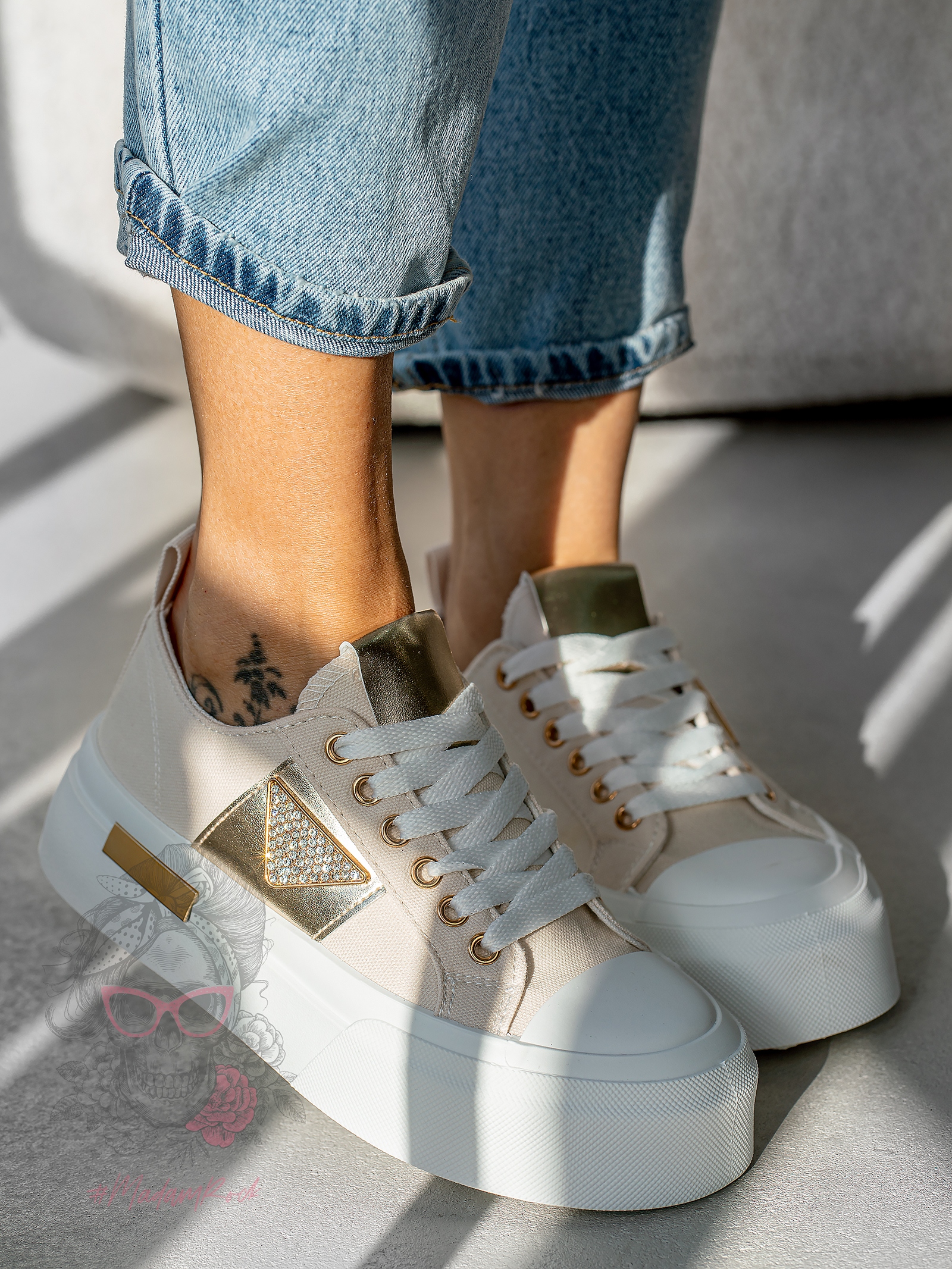 Trampki na grubej podeszwie Madam Postes beżowe Trampki na grubej podeszwie Madam Postes beżowe