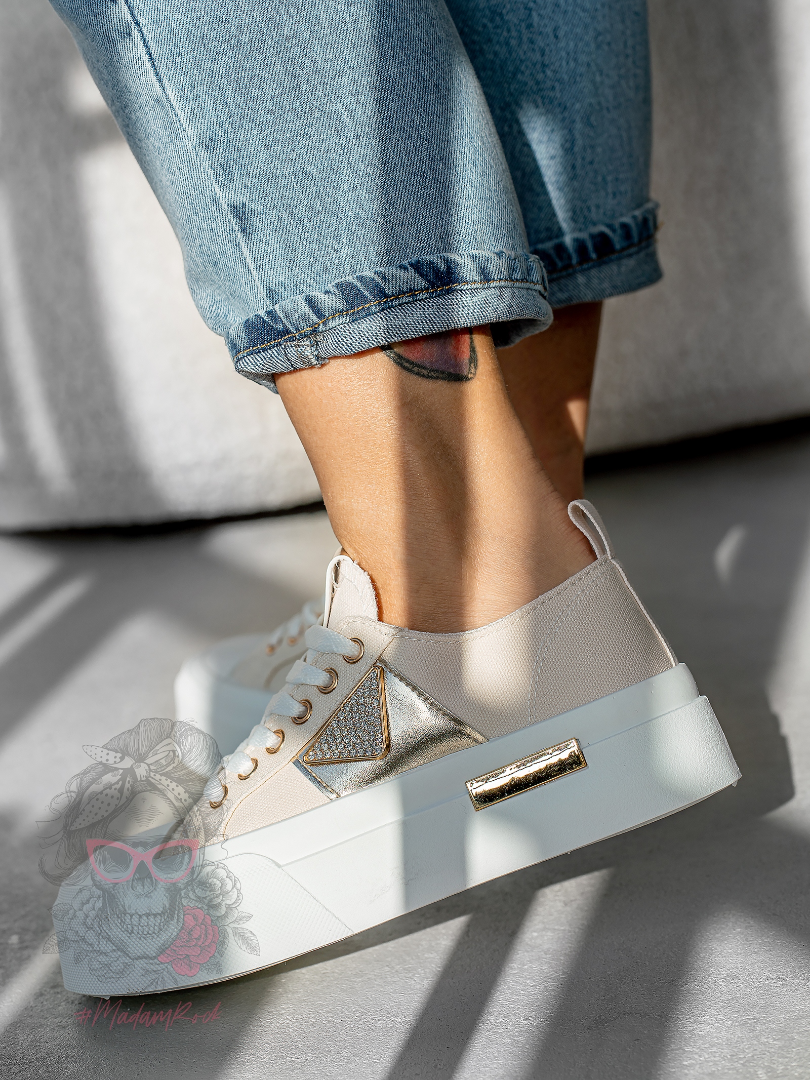 Trampki na grubej podeszwie Madam Postes beżowe Trampki na grubej podeszwie Madam Postes beżowe