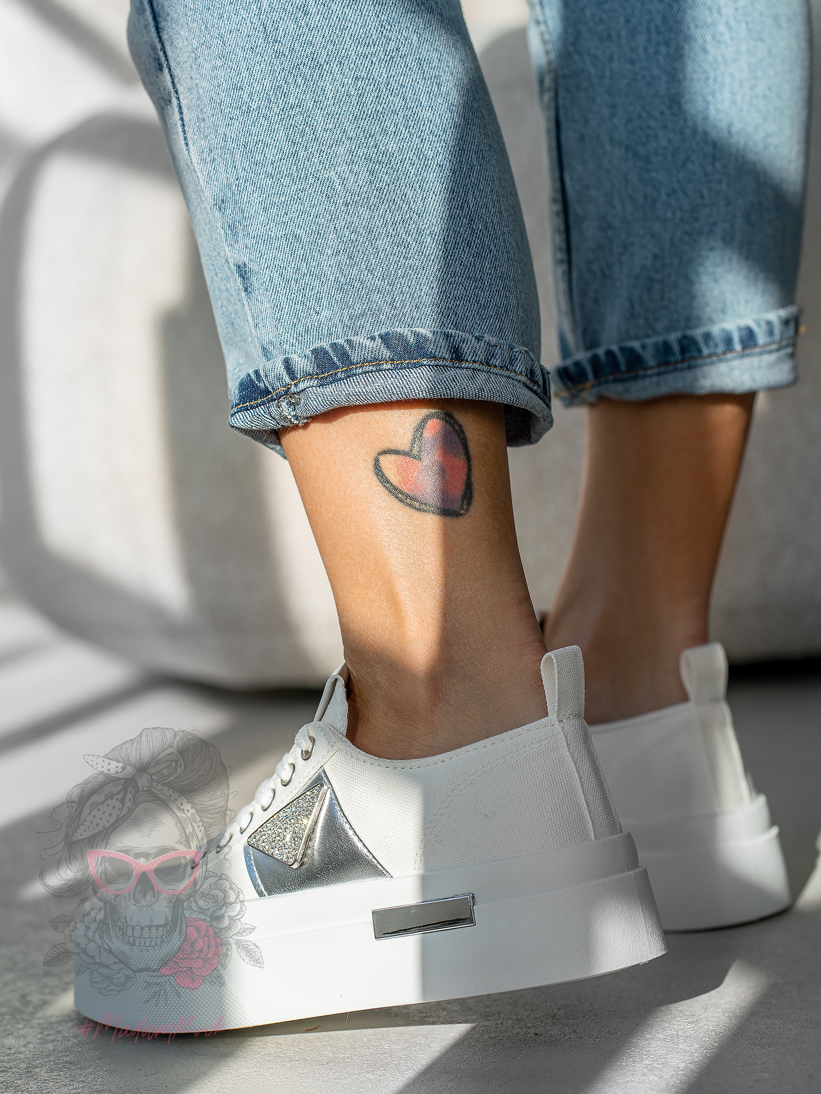 Trampki na grubej podeszwie Madam Postes białe