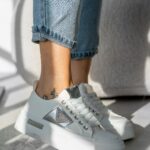 Trampki na grubej podeszwie Madam Postes białe