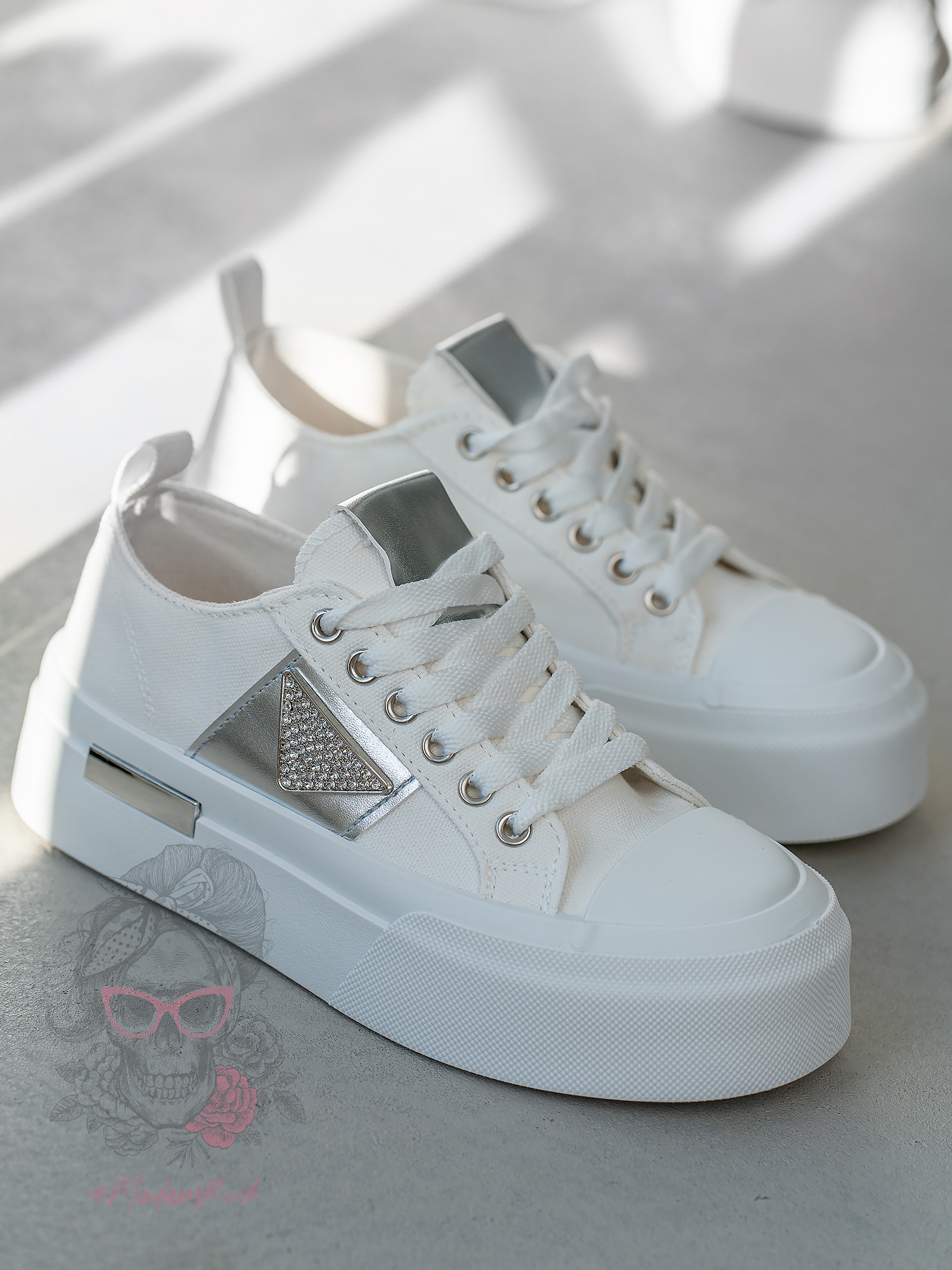 Trampki na grubej podeszwie Madam Postes białe