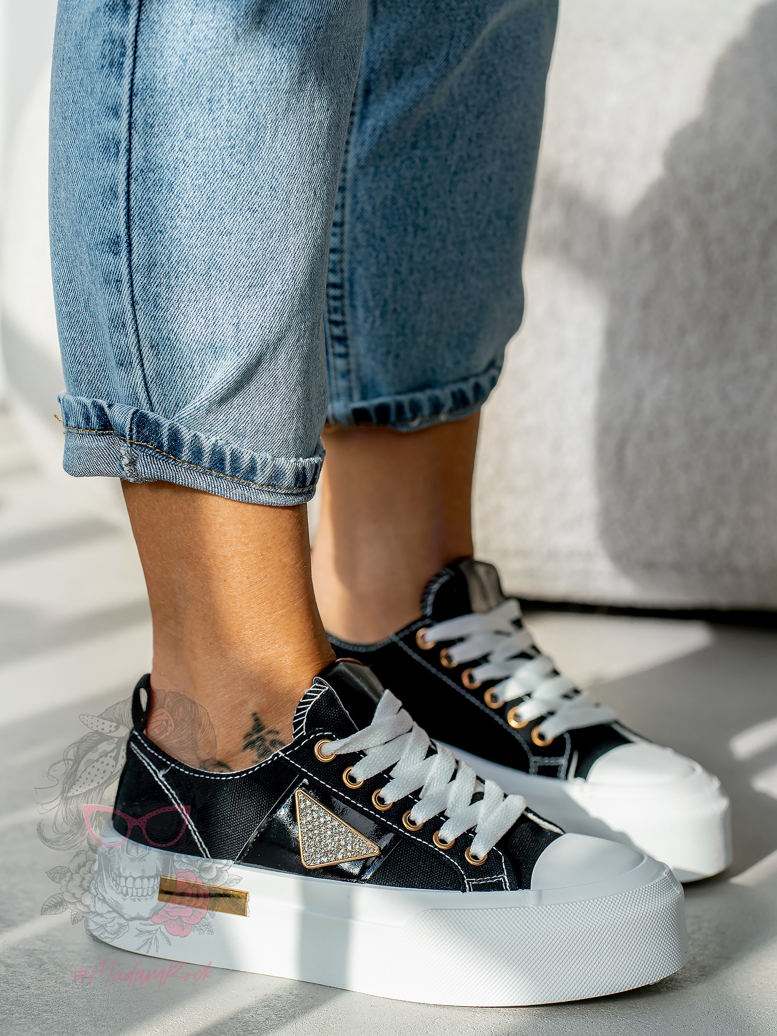 Trampki na grubej podeszwie Madam Postes czarne