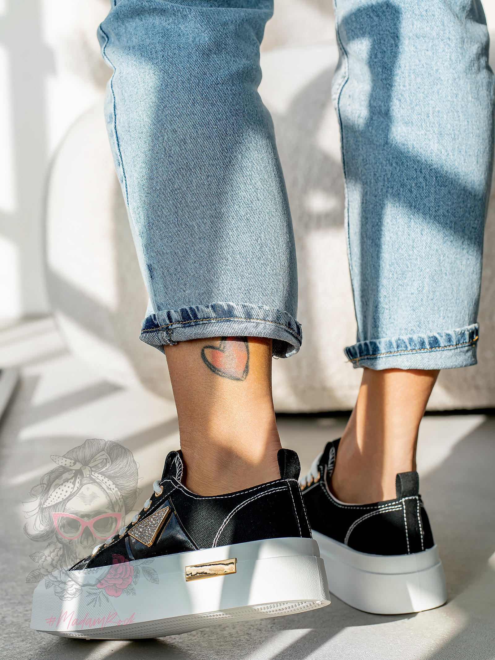 Trampki na grubej podeszwie Madam Postes czarne