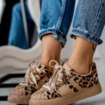 Buty sportowe Rock Bospo jasnokarmelowe w panterkę