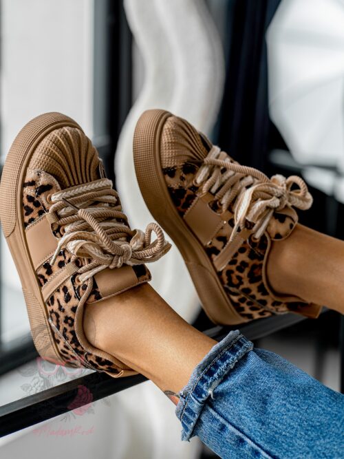 Buty sportowe Rock Bospo jasnokarmelowe w panterkę